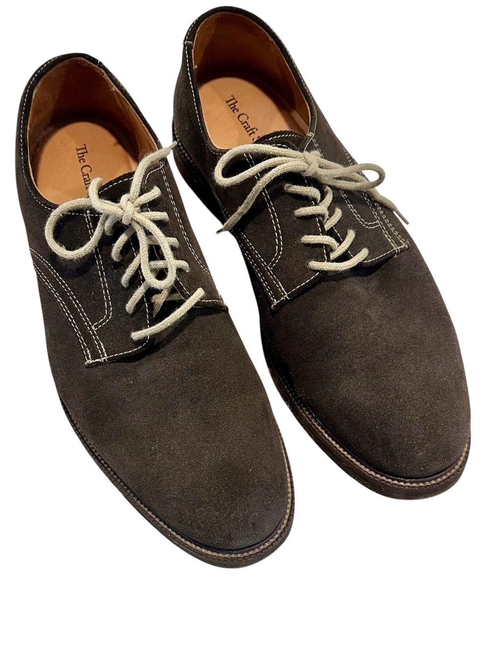 Men's Dark Brown Suede Derby Shoes w/Contrast Stitching & Laces Brazil 40 US 8-9 - Picture 12 of 12
